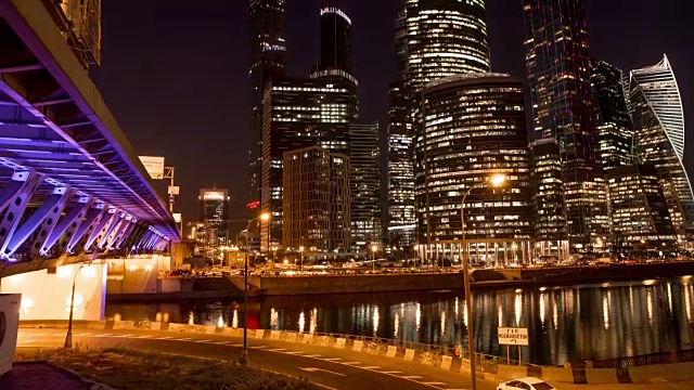 俄罗斯莫斯科国际商务中心的夜景