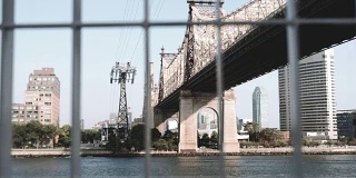 建立拍摄的纽约市的皇后大桥横跨东河。