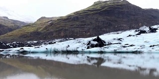 冰岛Solheimajokull冰川泻湖景观