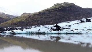冰岛Solheimajokull冰川泻湖景观视频素材模板下载