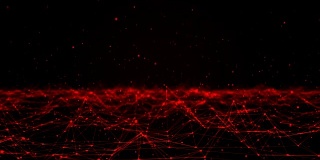 环形未来技术分子抽象丛红色背景。