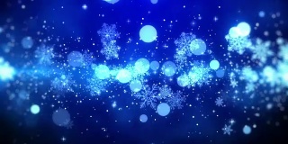 圣诞动画背景镜头(蓝色主题)，用金色雪花灯在时尚优雅的主题中循环播放