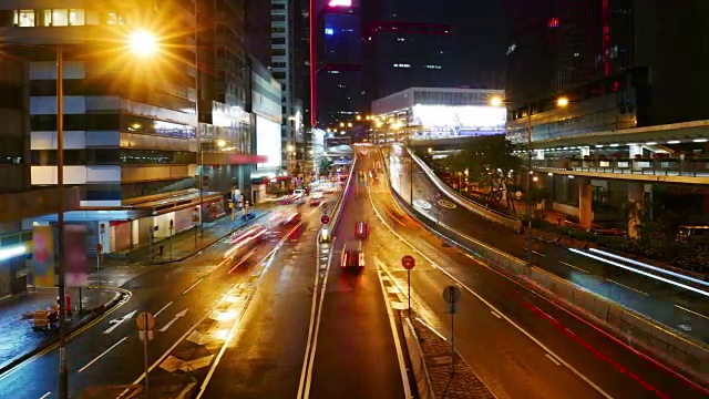 香港街头夜车，延时平移4k。