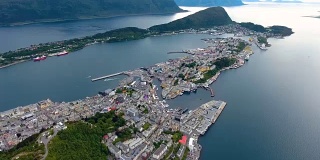 挪威奥勒松市航拍画面