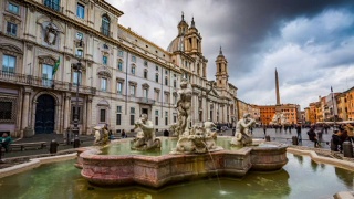 时间流逝:在罗马，意大利的纳沃纳广场- 4K城市景观，景观和建立视频素材模板下载