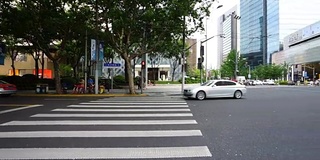 繁忙的道路和现代化的建筑在市中心的现代城市