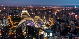 T/L WS HA TU北京天际线夜间鸟瞰图