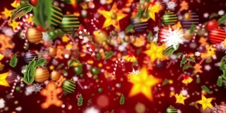 圣诞装饰颗粒，红色背景，环形