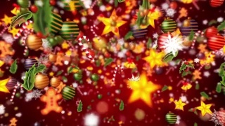 圣诞装饰颗粒，红色背景，环形视频素材模板下载