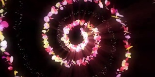 彩色花瓣旋转，CG动画，粒子