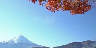 电影倾斜:富士山在koyo秋天在山梨河口湖