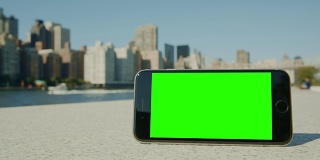 智能手机绿屏chromakey纽约市移动营销