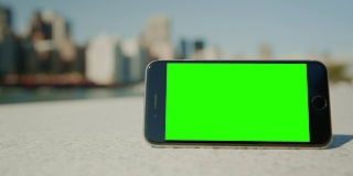 绿屏chromakey智能手机纽约市移动营销