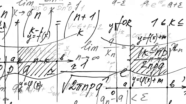 动画在数学。数学公式和时间表。