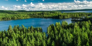 空中风景与瑞典的湖泊和森林
