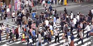 慢镜头——人群在人行横道上行走