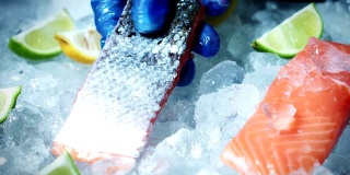 4k冰上鱼和海鲜，红鲑鱼多莉
