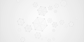 灰色抽象六边形分子技术视频动画