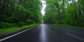 在雨中驾驶乡间小路