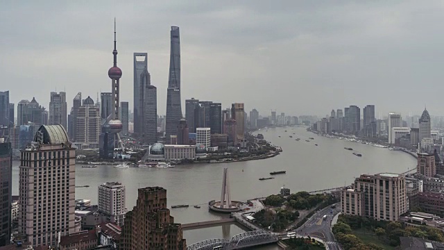 T/L TD Elevated View of Shanghai Skyline /上海，中国