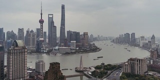 T/L TD Elevated View of Shanghai Skyline /上海，中国