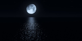 无缝循环月光路径与低傻瓜月亮在海面上