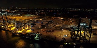 美国佛罗里达州迈阿密港航拍夜景