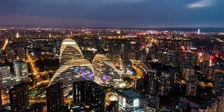 T/L ZI鸟瞰图北京天际线的夜晚