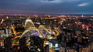 T/L ZI鸟瞰图北京天际线的夜晚视频素材模板下载