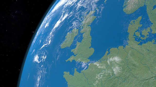 从外太空鸟瞰地球上的不列颠群岛