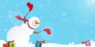 快乐的雪人和礼物盒