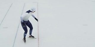 女子运动员速度滑冰慢动作