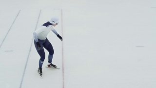 女子运动员速度滑冰慢动作视频素材模板下载