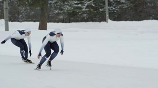 女子速滑选手获得第一名视频素材模板下载