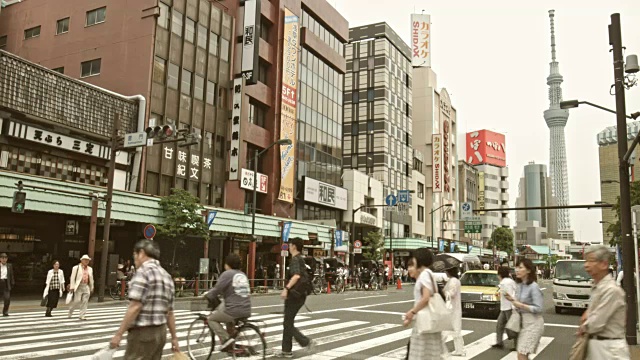 以东京天空树为背景的浅草街实时视频