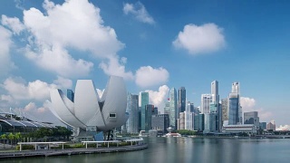 新加坡城市城市视点云移动天时间，4K延时视频素材模板下载