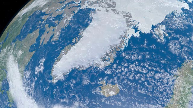 格陵兰岛国家在地球上从外太空旋转