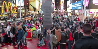 POV从纽约时代广场人群的视角