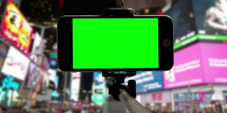 纽约市时代广场自拍POV绿屏色makey