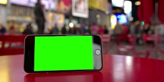 纽约时代广场智能手机移动人群绿屏chromakey