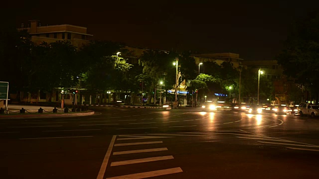 time-lapse traffic时间间隔曼谷夜晚，泰国