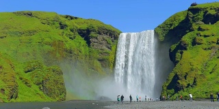 冰岛的斯科加佛斯瀑布，慢镜头