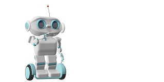 3D动画机器人在滑板车上代表与阿尔法通道