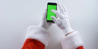圣诞老人使用智能手机，色度键50帧