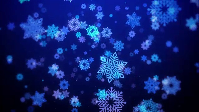 圣诞动画图形背景(蓝色主题)，以雪花为时尚高雅的主题，循环播放