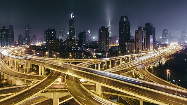 T/L PAN Road Intersection at Night / Shanghai, China