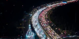 T/L HA TD Rush Hour Traffic at Night /北京，中国