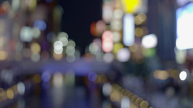 日本大阪道顿堀灯光模糊的背景