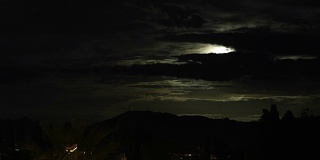 晚上，满月在云间消失