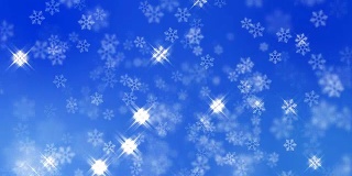 雪花飘落与火花灯光在蓝色背景，圣诞背景